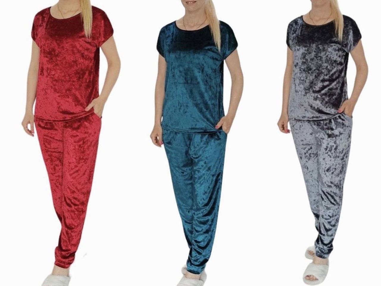 Домашній велюровий костюм футболка та штани