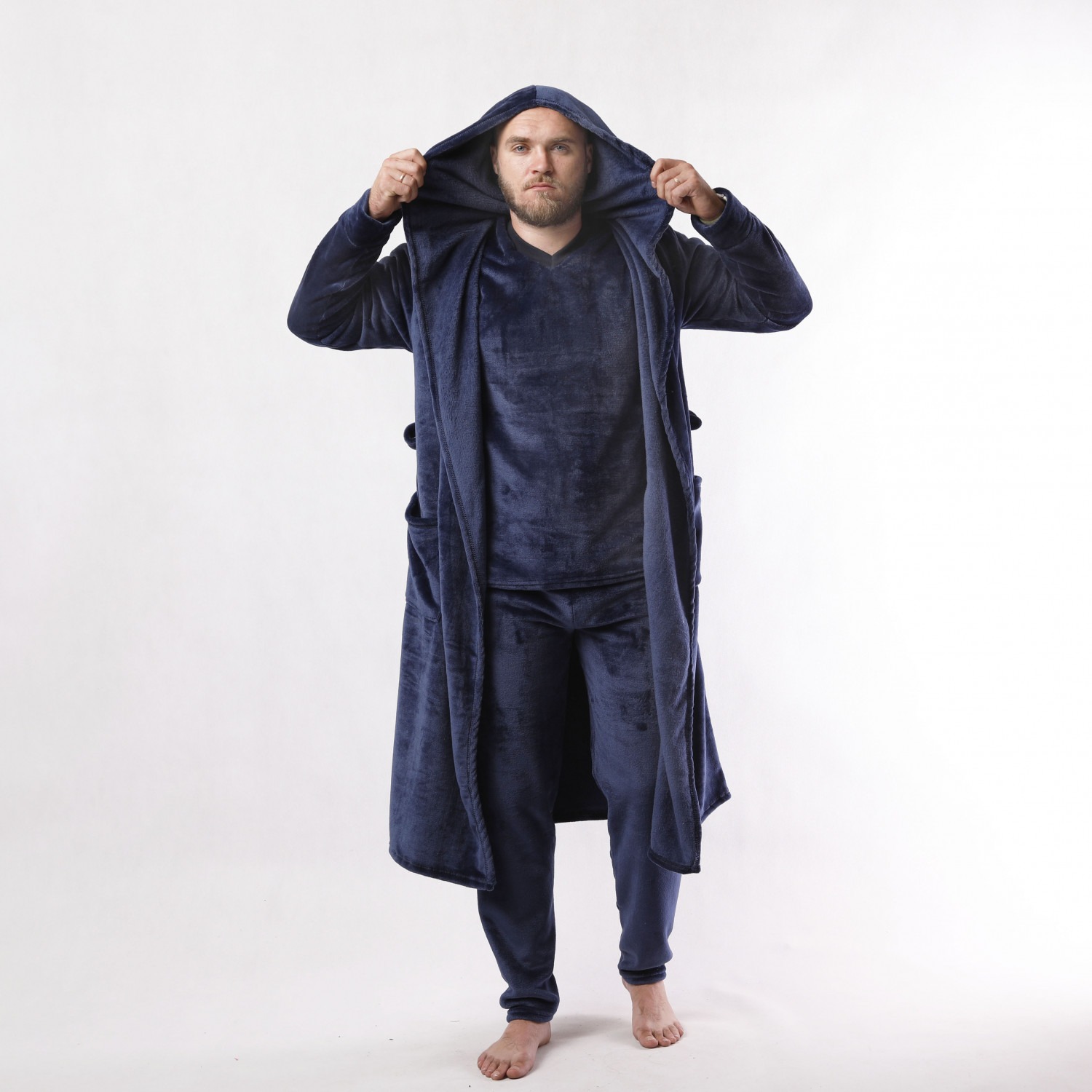 Чоловічий махровий комплект халат з піжамою